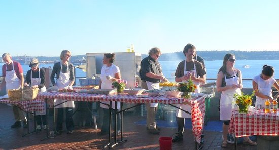 Team Douglas prepares salmon.JPG